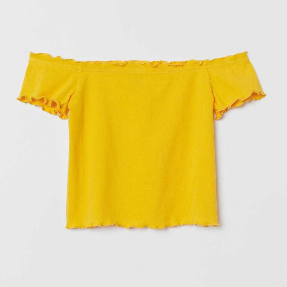 NWT H&M divided yellow off shoulder crop top - Picture 1 of 7